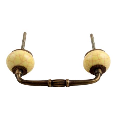 Yellow Pink Crackle Ceramic Bridge Handle